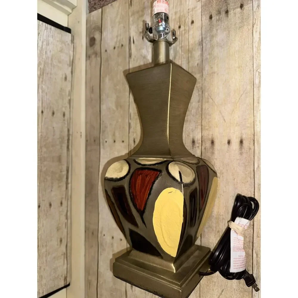 Decorative Lamp Gold With Neutral Color Accents 21” Tall With No Lamp Shade
